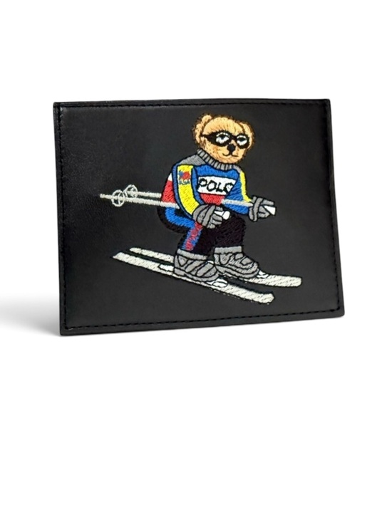 Polo Ralph Lauren Other - Polo Ralph Lauren Embroidered Ski Bear Leather Card Holder Black NWT OS